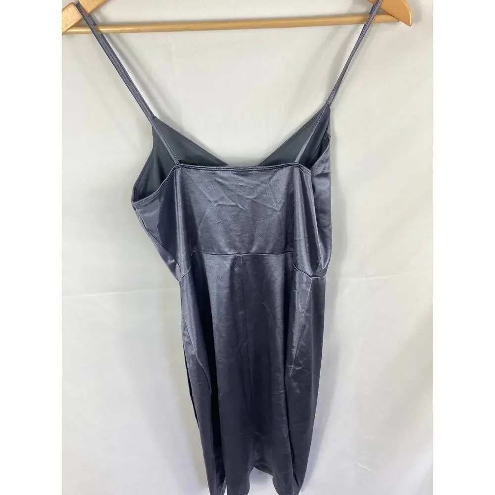 Lulu’s Slate Blue Forever Your Girl Satin Bodycon Dress Size Medium - Picture 6 of 7